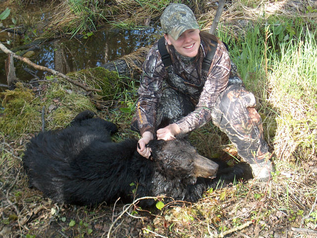 Thanks again for your charm and charisma Emily. Such a great lady to have hunting in our camp. Again a repeat client who harvested both bears, this one was sitting well up in a tree when to took her shot. We have a two bear limit in our area and Emily takes full advantage of getting her two. We always enjoy her dad as well who has accompanied her on both hunts. Looking forward to getting you the moose you want as well.