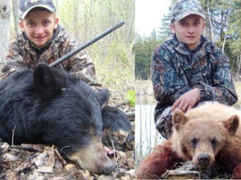 12 year old, Wyatt. Full of energy and life he proved to be a challenge for his guide to hold him still long enough for a bear to come out. This hunter managed to control his ambitions and ended up with two trophies for his wall. They saw a great many bears on their hunt, both browns and blacks.