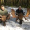 Among other large trophies taken on our late, Sept. moose hunt this photo shows the big and the small. Shawn and his son, Kyle proudly hold their moose for the camera. Kyle\'s moose measured 49.5 inches. Great guys to have in camp.